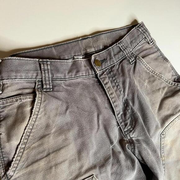 Vintage Carhartt Double Knee Work Pants Gray Distressed Paint Stains Rip W30 L28 - Picture 13 of 15